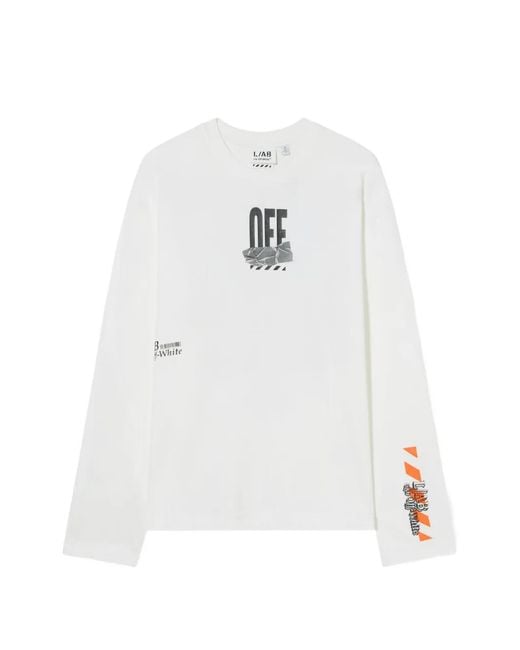 LAB C.O. OFF WHITE White Off Active Tape Long-Sleeved T-Shirt for men