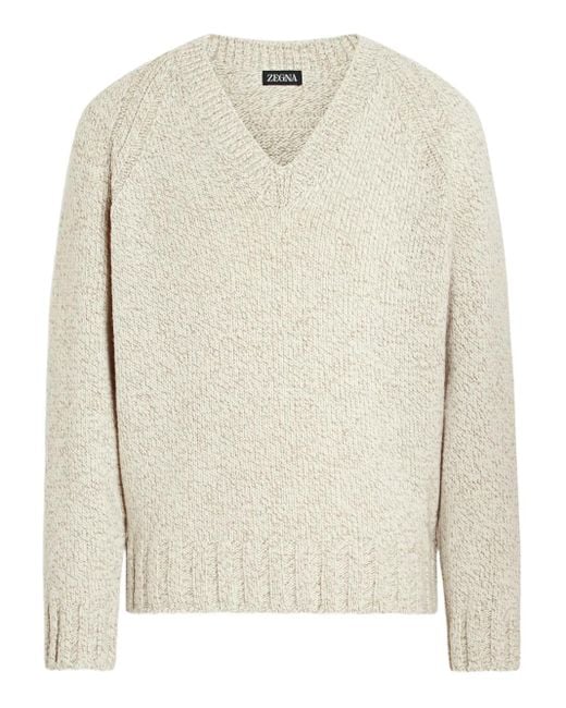 Zegna Trui Met Raglan Mouwen En V-Hals in het White voor heren