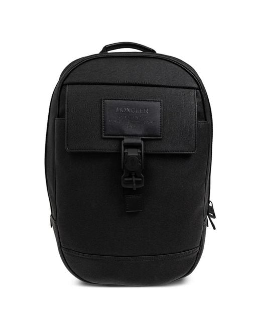 Moncler Black Nakoa Logo-Patch Backpack for men