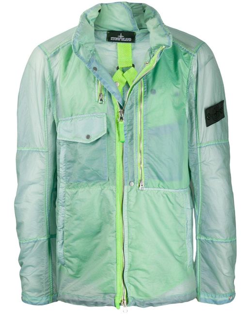 Stone Island Shadow Project Green Transparent Layered Windbreaker for men