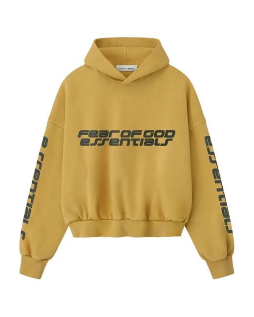 Fear Of God Yellow Cropped Relaxed Hoodie for men