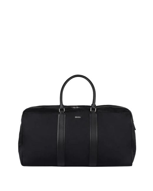 メンズ Zegna レザートリム ボストンバッグ Black