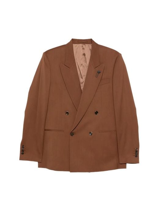 Lardini Brown Blazer À Boutonnière Croisée for men