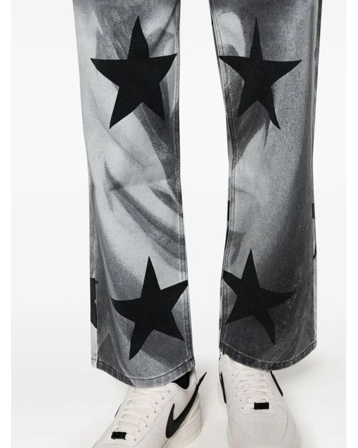 Liberal Youth Ministry Gray Photograph-Print Cotton Cropped Jeans for men
