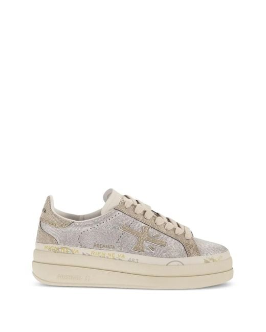 Premiata White Claudia 8132 Lace-Up Sneakers