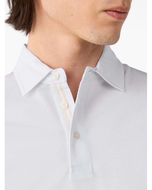 Hackett White Polo À Manches Longues for men