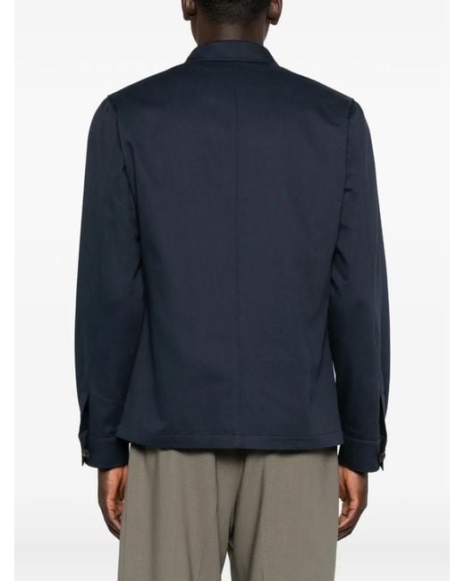 Corneliani Blue Buttoned Pocket Overshirt for men