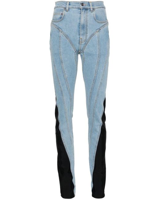 Mugler Blue Halbhohe Skinny-Jeans