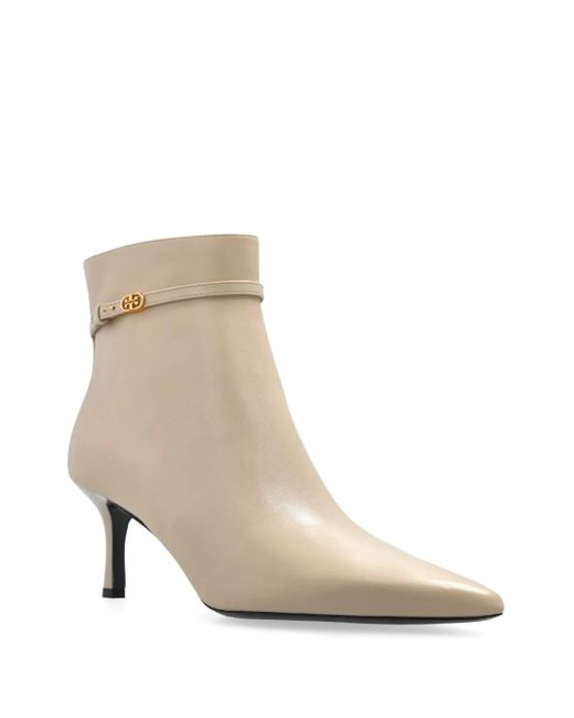 Tory Burch Natural Ankle Boots Double T