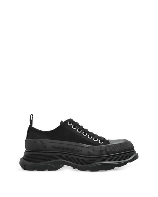 McQueen Black Tread Slick Lace-Up Sneakers
