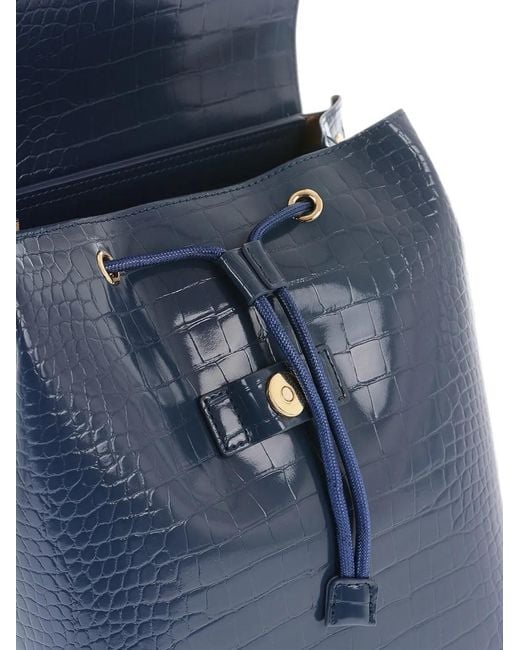 Love Moschino Blue Crocodile-Effect Backpack