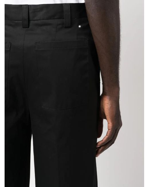 PT Torino Black Pleated-Edge Cropped Trousers for men