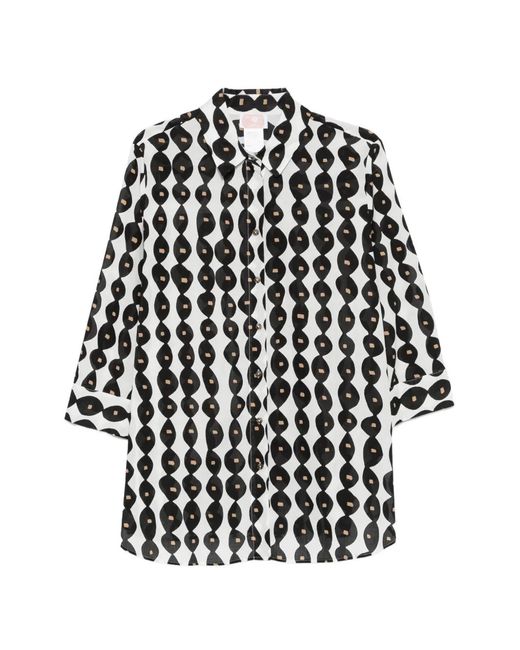 Marina Rinaldi Black Nnwgiostra Geometric-Pattern Shirt