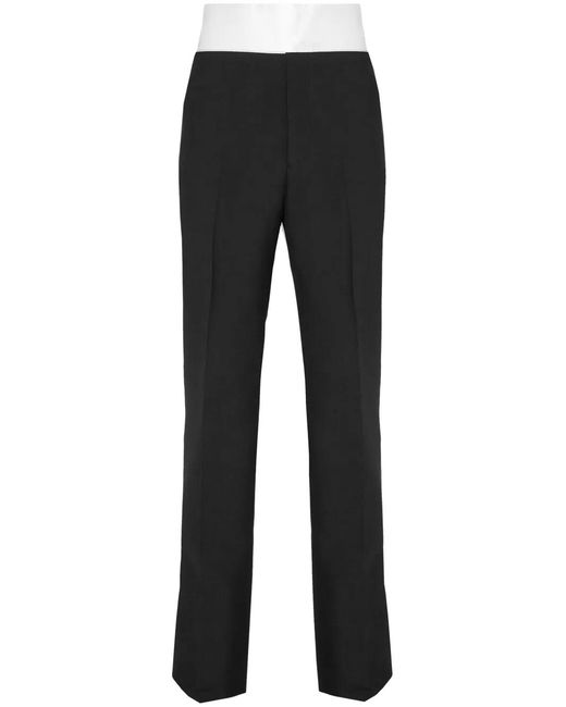 Ferragamo Black Silk-Insert Pressed-Crease Tailored Trousers for men