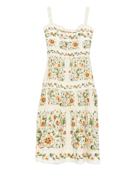 Agua Bendita Metallic Nispero Uchuva Strappy Floral Midi Dress