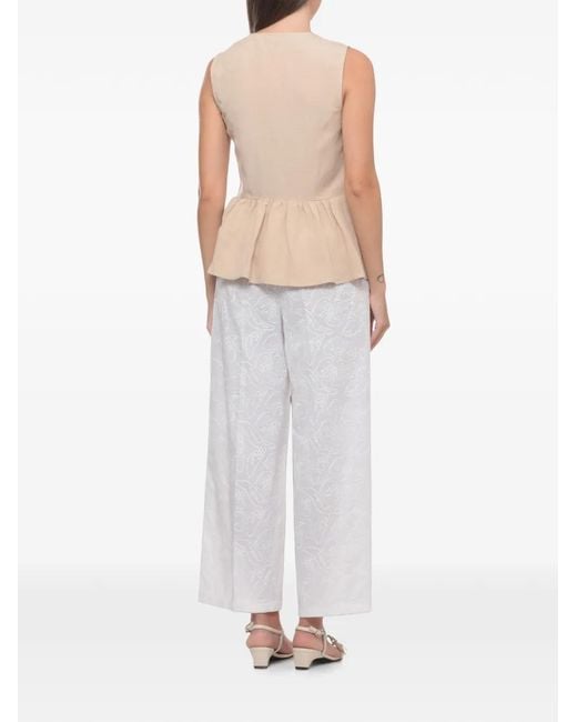 Emme Natural V-Neck Ruffled Top