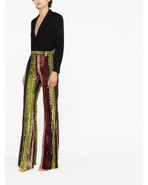DSquared² Orange Striped Sequin Flared Trousers