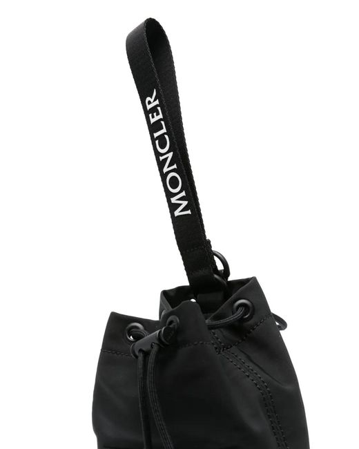 Moncler Black Mini Logo-Patch Bucket Bag