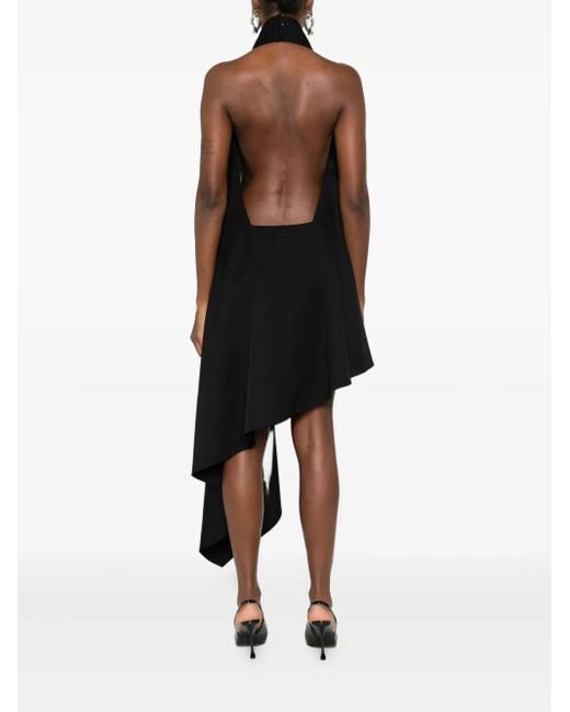 Givenchy Black Schwarzes Asymmetrisches Ärmelloses Wollkleid