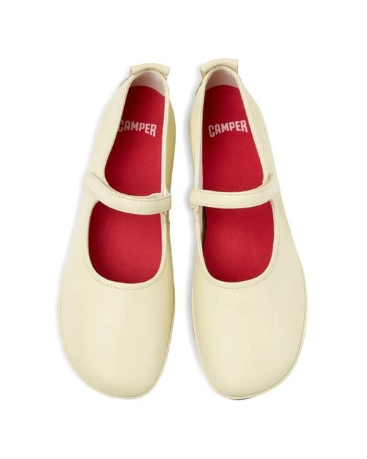 Camper White Right Nina Touch-Strap Ballet Flats