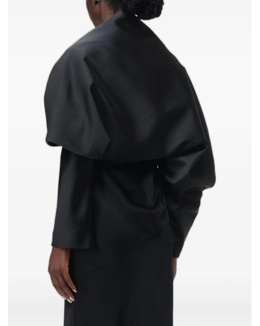 Alberta Ferretti Black Satin-Finish Stole Jacket