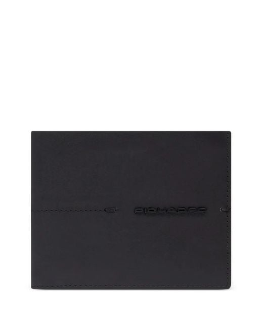 Piquadro Black Logo-Plaque Bi-Fold Wallet for men