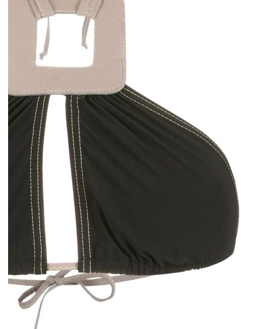Amir Slama Black Geometric-Embellished Bikini