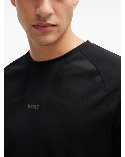 Boss Black Reflective-logo Jacquard T-shirt for men