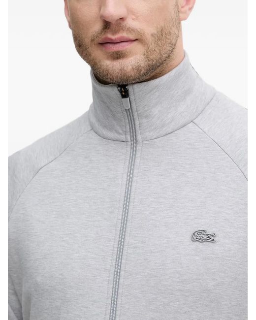 Lacoste Gray Logo-Patch Zip-Up Sweater for men