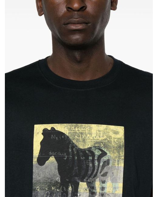 PS by Paul Smith Black Zebra-Print T-Shirt for men