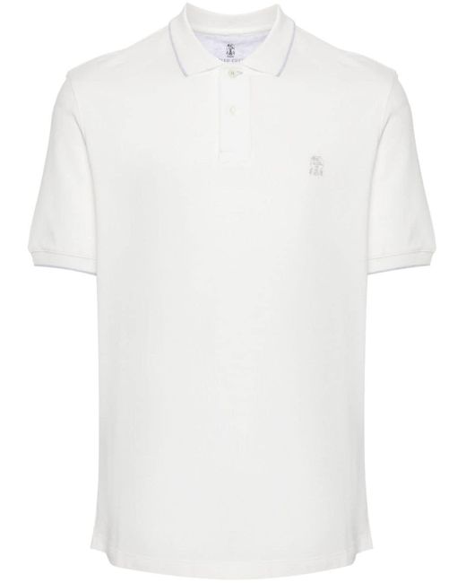Brunello Cucinelli Poloshirt mit Logo-Stickerei in White für Herren