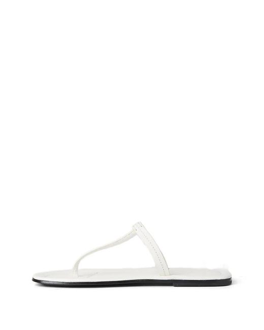 Totême  White T-Strap Squared-Toe Flat Sandals