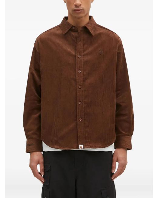 A Bathing Ape Brown Corduroy Button-Down Shirt for men