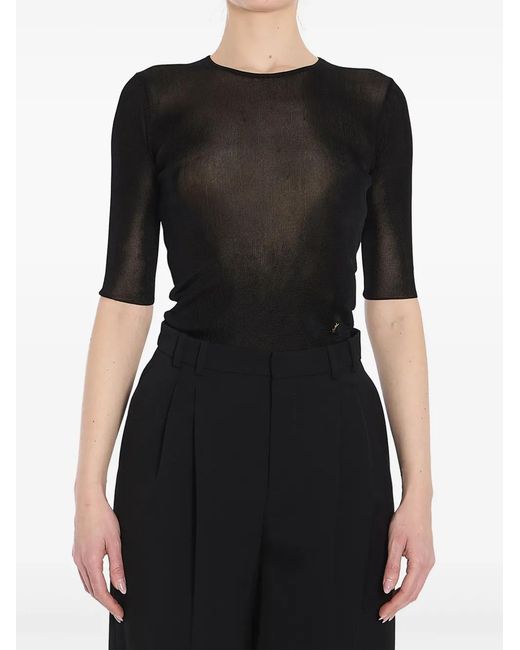Saint Laurent Black Cropped Top With Cassandre