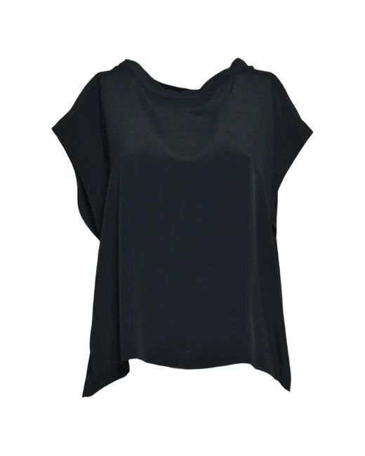 Momoní Black Boat-Neck Short-Sleeve Top