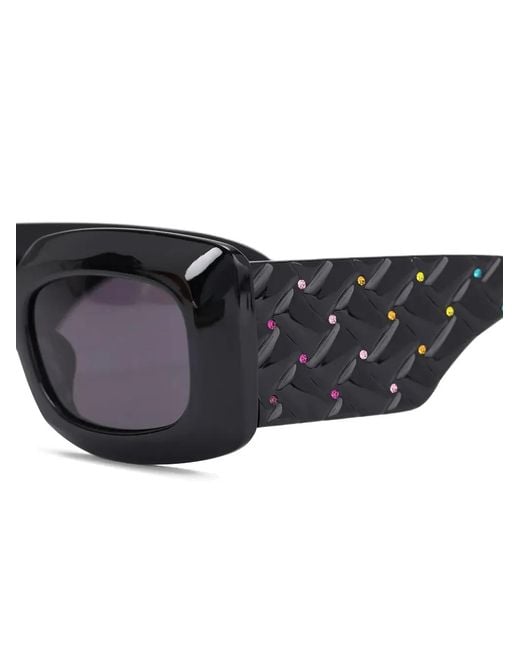 Kurt Geiger Black Crystal-Embellished Quilted-Effect Sunglasses