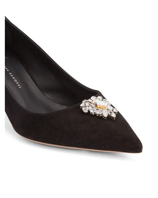 Giuseppe Zanotti Black Crystal-Embellished Leather Pumps