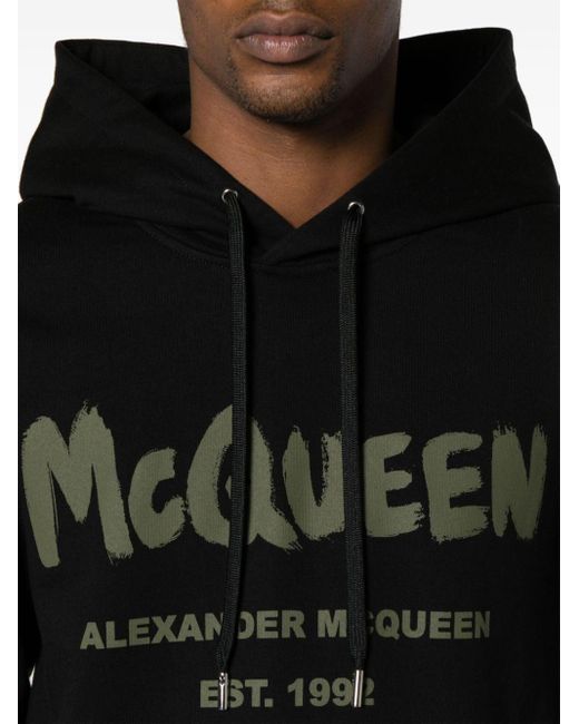 Alexander McQueen Katoenen Hoodie Met Graffiti-print in het Black voor heren