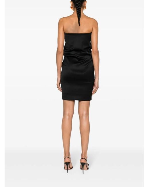 Saint Laurent Black Strapless Wool-Blend Minidress