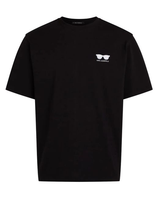 メンズ Karl Lagerfeld エンブロイダリー Tシャツ Black