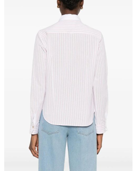 Forte_forte White Striped Collared Shirt