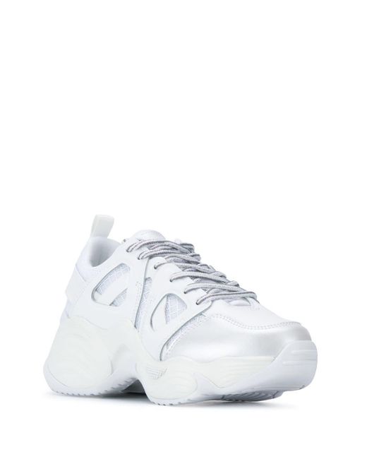 white chunky sole trainers