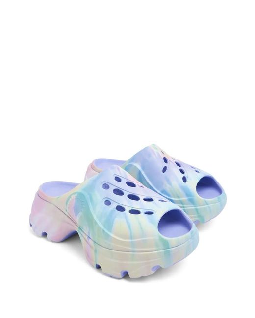 Adidas By Stella McCartney White Swirl-Print Peep-Toe Clogs
