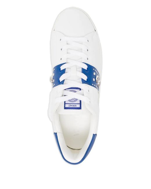 Versace Blue Greca Embellished Sneakers for men