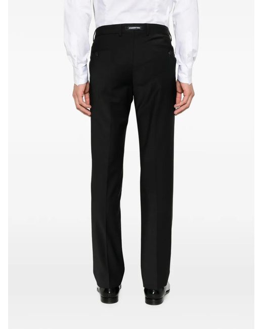 Karl Lagerfeld Black Pantalon À Plis Marqués Et Passants De Ceinture for men