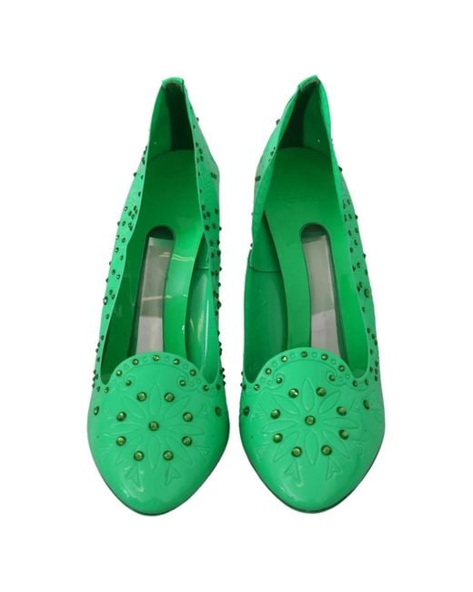 Dolce & Gabbana Green Floral Crystal-Embellished Pumps