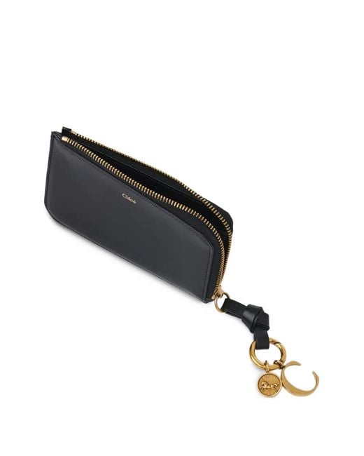 Chloé Black Alphabet Charm Zip Wallet