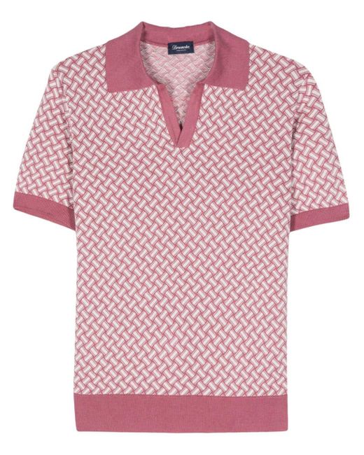Drumohr Pink Geometric-patterned Polo Shirt for men