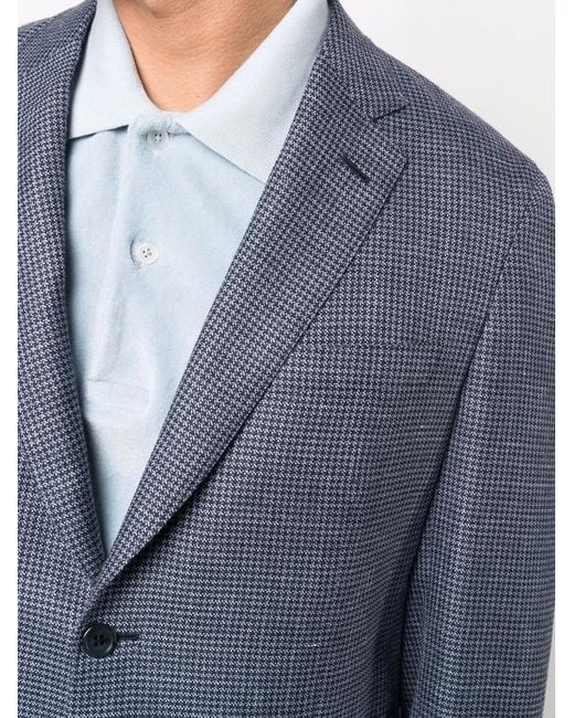 Brioni Blue Blazer À Motif Pied-De-Poule for men