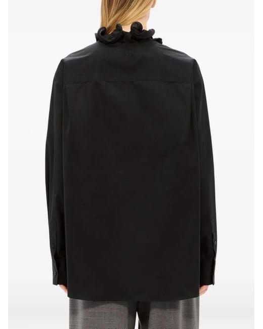 MSGM Ruffled Collar Shirt Black